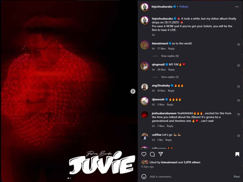 Joshua Baraka to Drop 'Juvie' Album on November 28, 2025